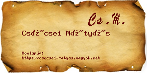 Csécsei Mátyás névjegykártya